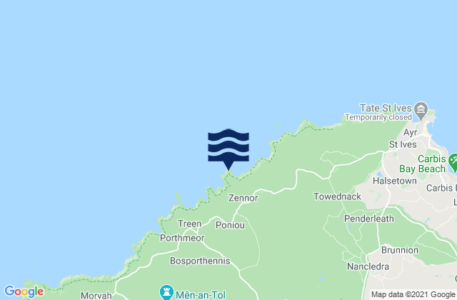 Zennor Head, United Kingdomの潮見表地図