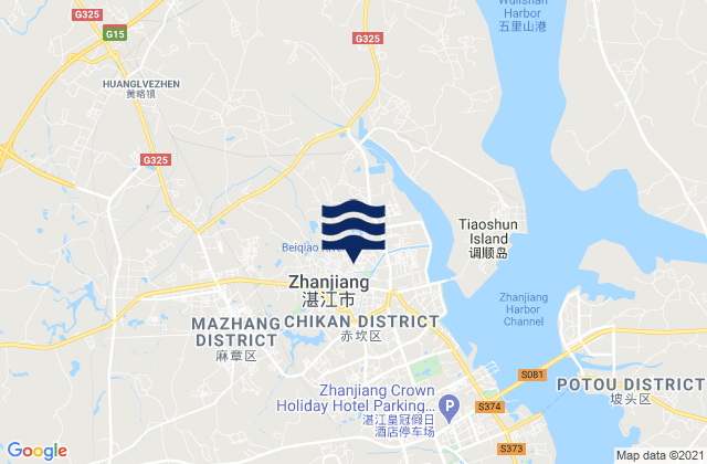 Zhanjiang, Chinaの潮見表地図