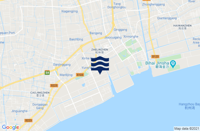 Zhelin, Chinaの潮見表地図