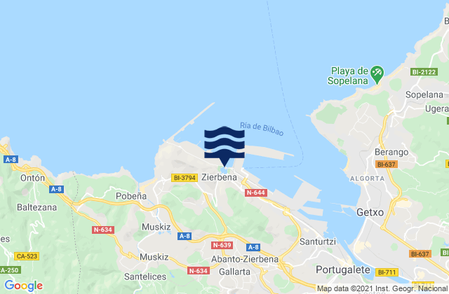 Zierbenako portua / Puerto de Zierbena, Spainの潮見表地図