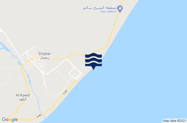 Zingibar, Yemenの潮見表地図