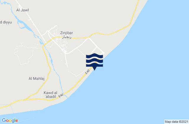 Zinjibār, Yemenの潮見表地図