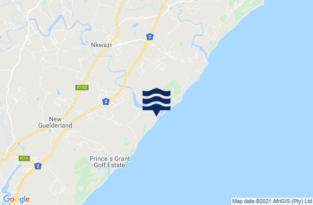 Zinkwazi, South Africaの潮見表地図