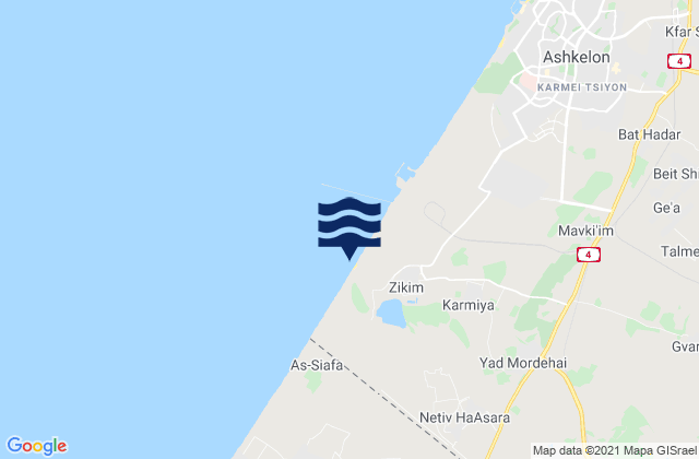 Ziqim ( Zikim) Beach, Israelの潮見表地図