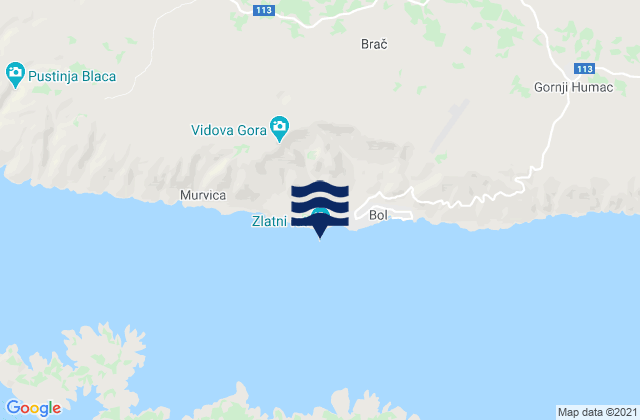 Zlatni Rat, Croatiaの潮見表地図