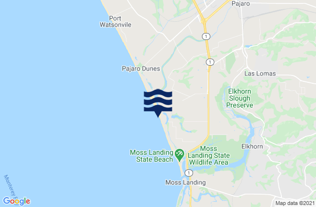 Zmudowski State Beach, United Statesの潮見表地図