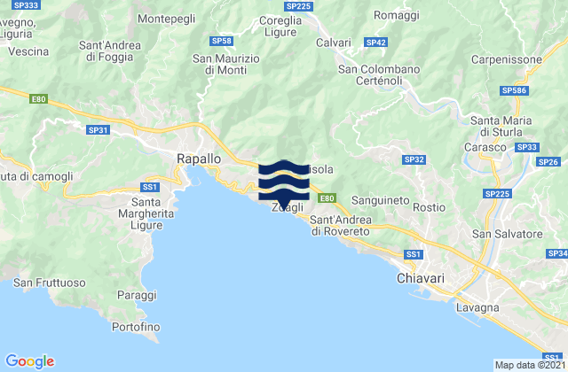 Zoagli, Italyの潮見表地図
