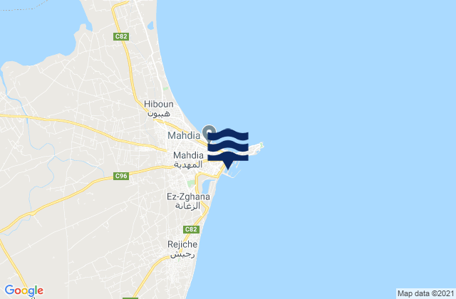 Zouila, Tunisiaの潮見表地図