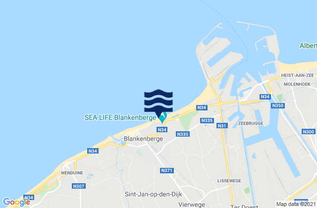 Zuienkerke, Belgiumの潮見表地図