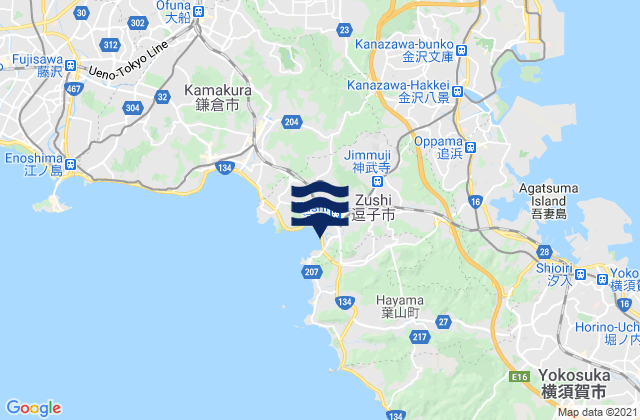 Zushi Shi, Japanの潮見表地図