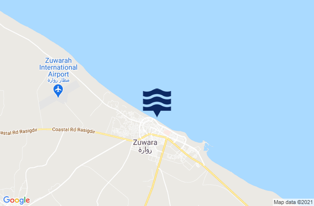 Zuwārah, Libyaの潮見表地図