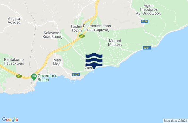 Zýgi, Cyprusの潮見表地図