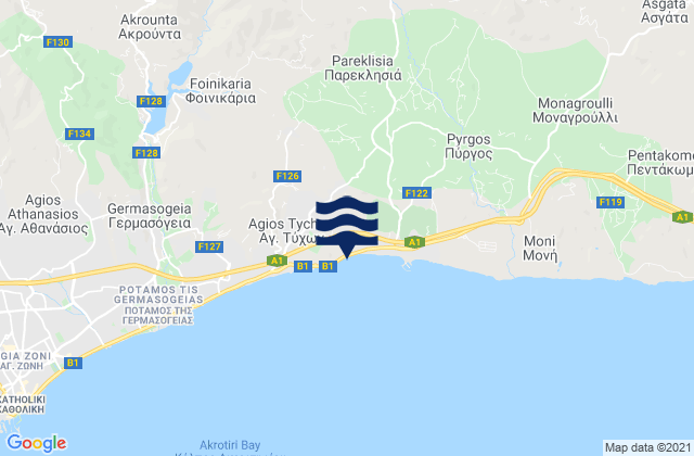 Ágios Týchon, Cyprusの潮見表地図