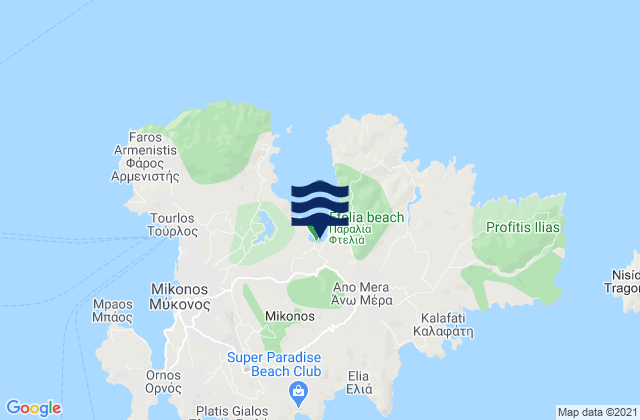 Áno Merá, Greeceの潮見表地図