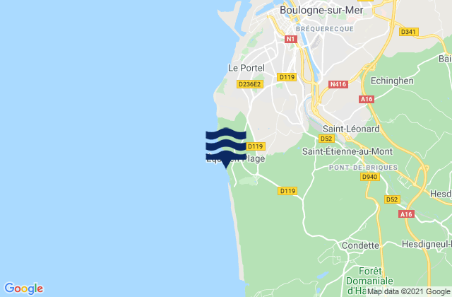 Équihen-Plage, Franceの潮見表地図