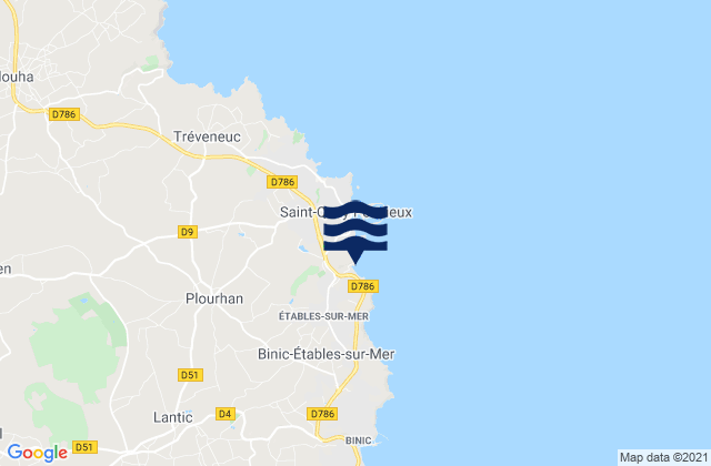 Étables-sur-Mer, Franceの潮見表地図