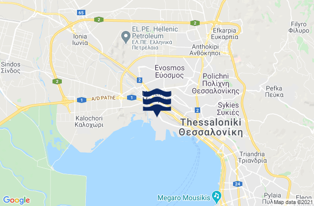 Évosmos, Greeceの潮見表地図