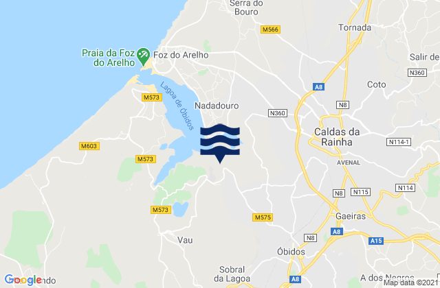 Óbidos, Portugalの潮見表地図