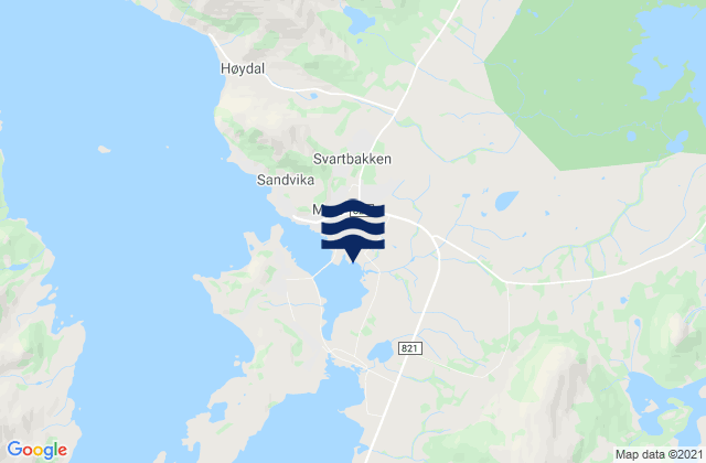 Øksnes, Norwayの潮見表地図