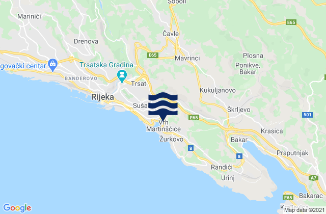 Čavle, Croatiaの潮見表地図