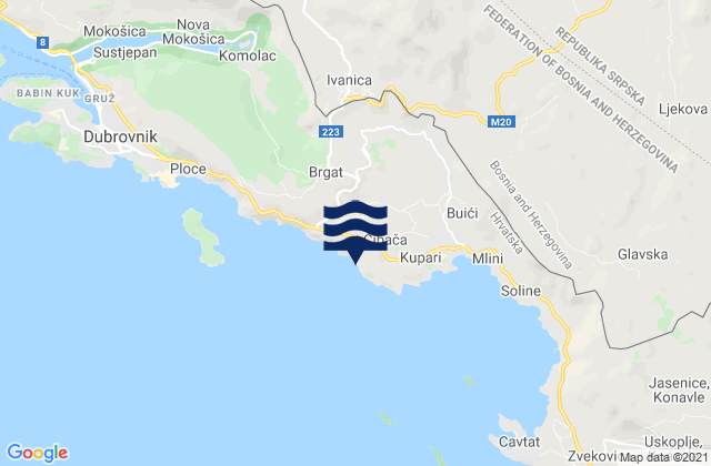 Čibača, Croatiaの潮見表地図