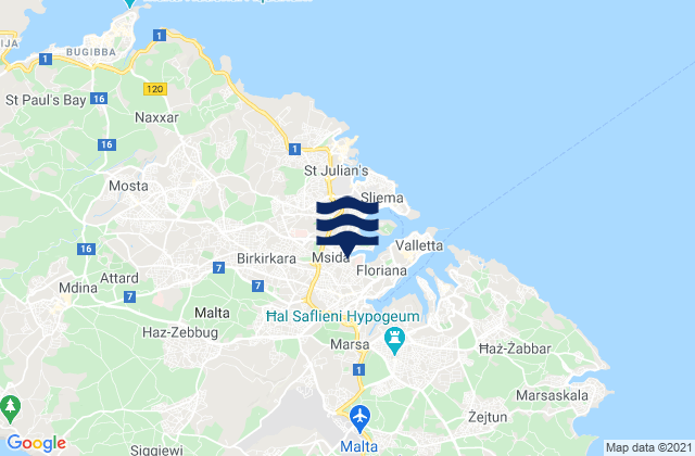 Ħamrun, Maltaの潮見表地図