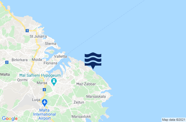 Ħaż-Żabbar, Maltaの潮見表地図