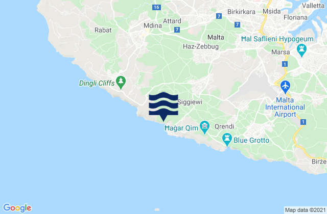 Ħaż-Żebbuġ, Maltaの潮見表地図