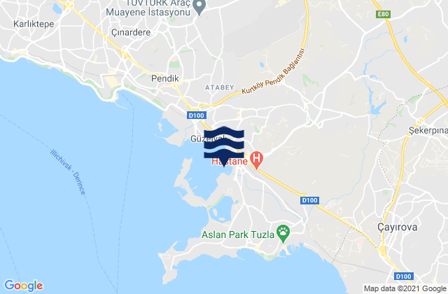 İçmeler, Turkeyの潮見表地図