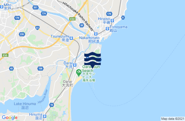 Ōarai, Japanの潮見表地図