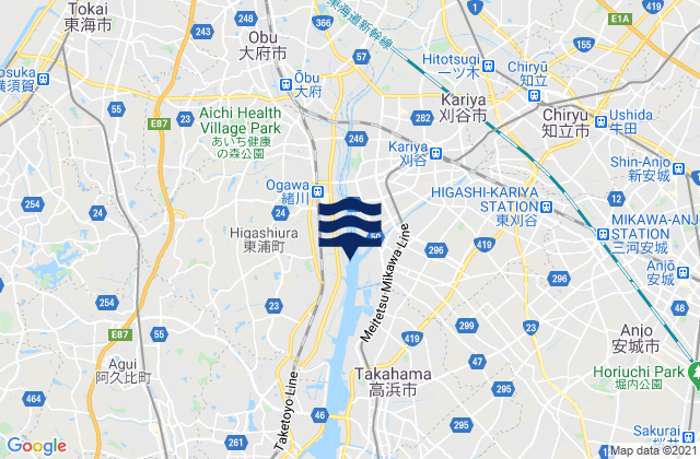Ōbu-shi, Japanの潮見表地図