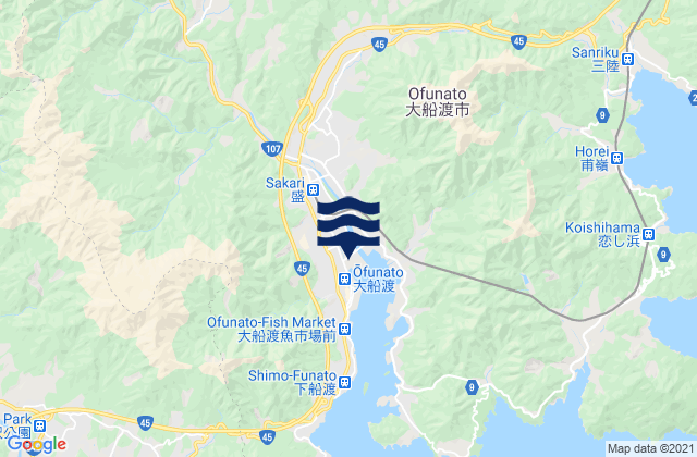Ōfunato, Japanの潮見表地図