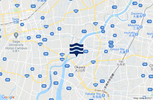 Ōkawa-shi, Japanの潮見表地図
