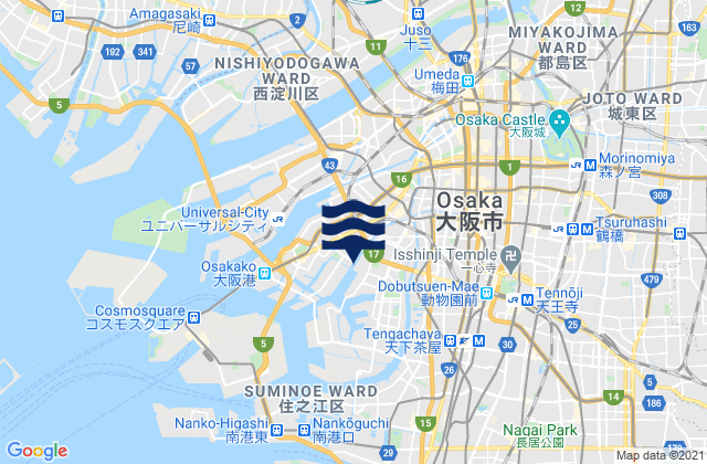 Ōsaka-fu, Japanの潮見表地図
