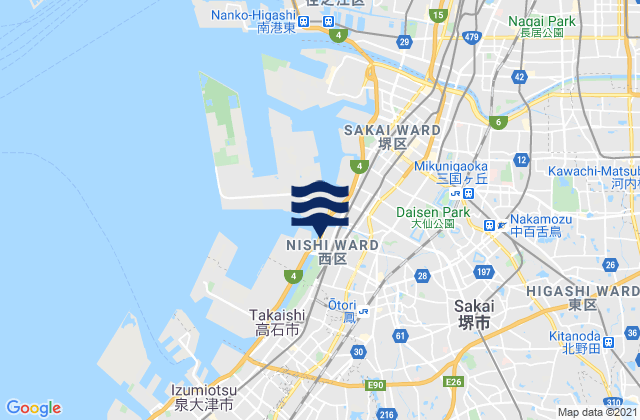 Ōsaka-sayama Shi, Japanの潮見表地図