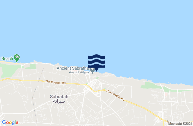 Şabrātah, Libyaの潮見表地図