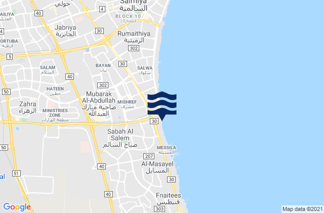 Şabāḩ as Sālim, Kuwaitの潮見表地図
