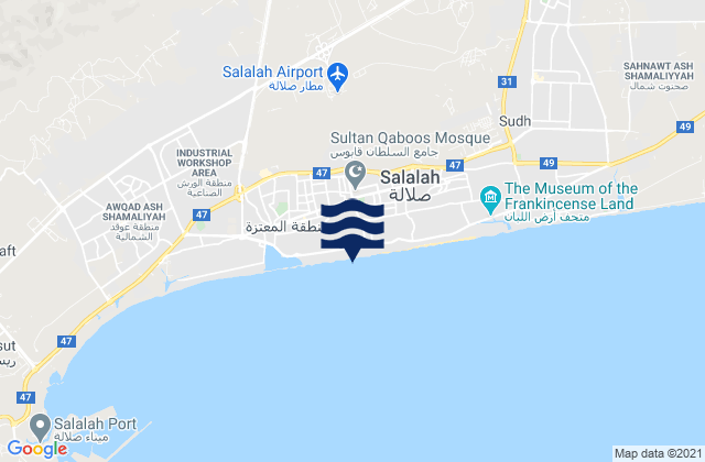 Şalālah, Omanの潮見表地図