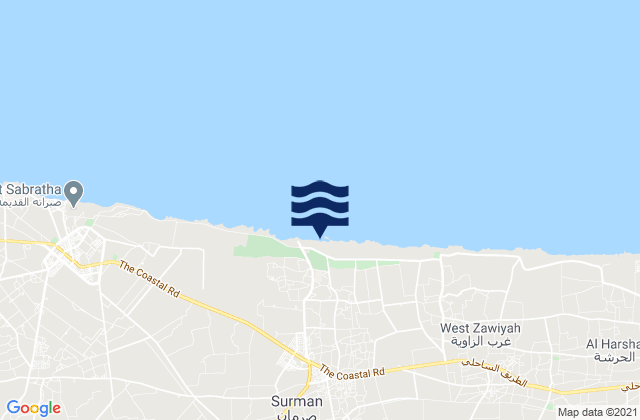 Şurmān, Libyaの潮見表地図