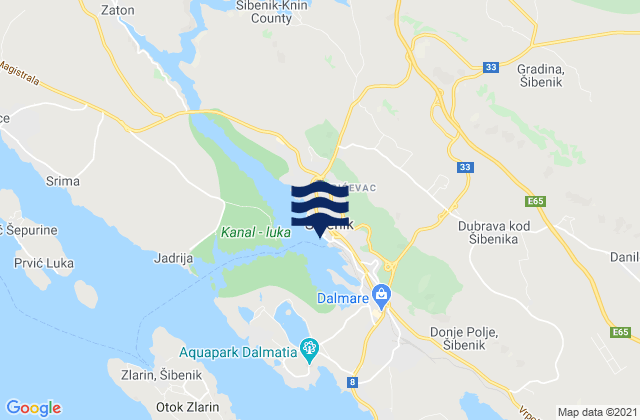Šibenik, Croatiaの潮見表地図