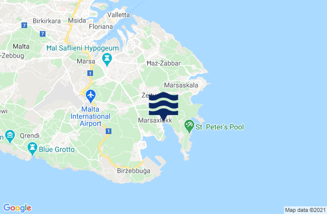 Żejtun, Maltaの潮見表地図
