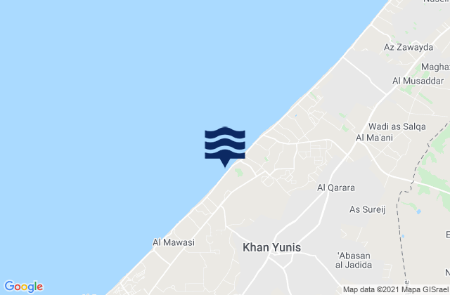 ‘Abasān al Kabīrah, Palestinian Territoryの潮見表地図