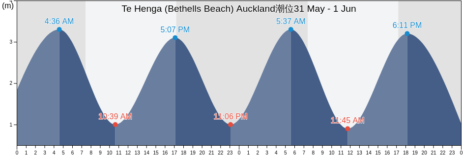 Te Henga (Bethells Beach) Auckland, Auckland, Auckland, New Zealand潮位
