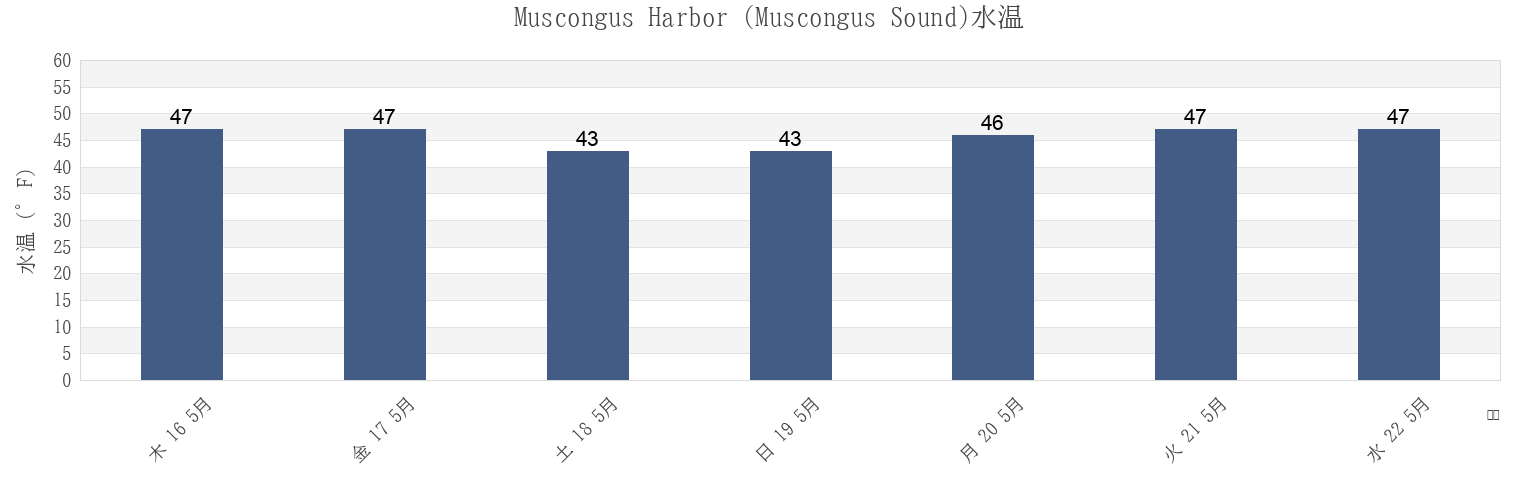 今週のMuscongus Harbor (Muscongus Sound), Lincoln County, Maine, United Statesの水温