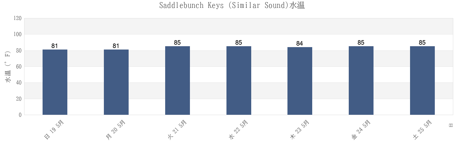 今週のSaddlebunch Keys (Similar Sound), Monroe County, Florida, United Statesの水温